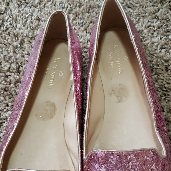 Pink glitter Kate spade flats. Size 8.5 like new - Picture 2 of 3